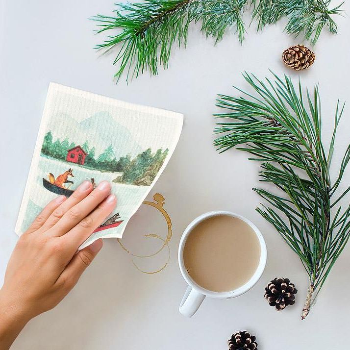 Swedish Dishcloth - Animals in Canoe