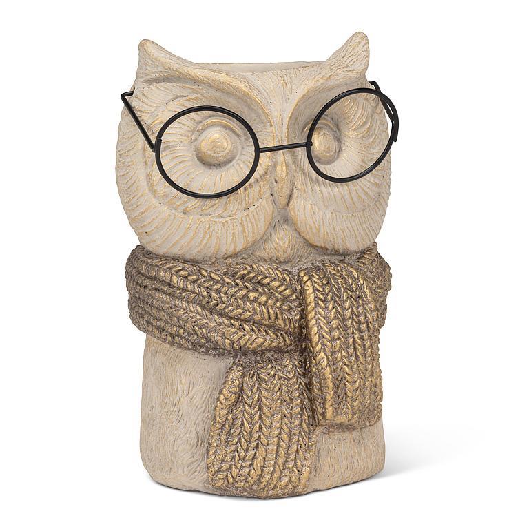 Owl Vase w/Scarf & Glasses - 7.5"H