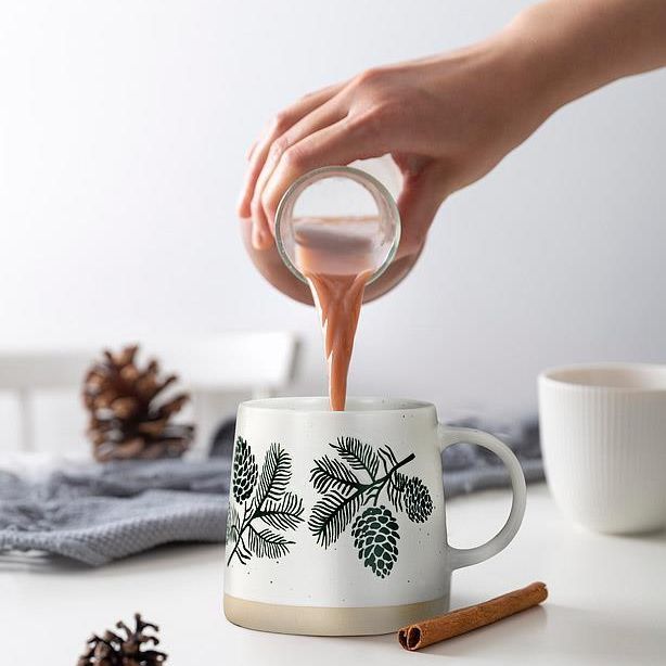 Wide Base Mug - Pinecones