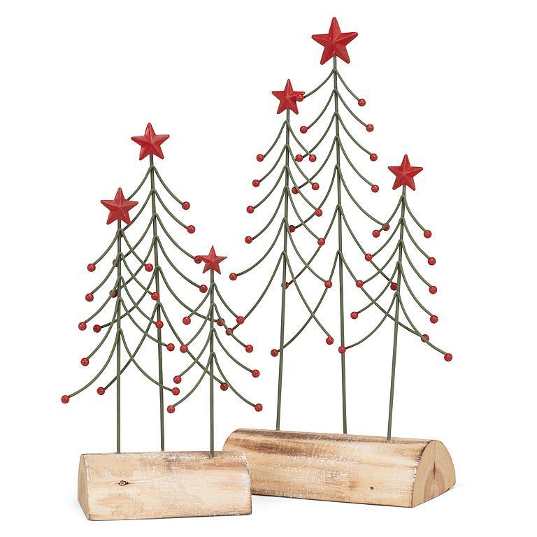 Wire Trees on Log Base | Small