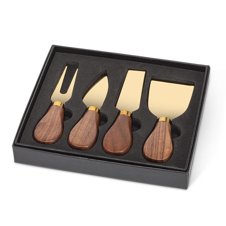 Walnut Handled Cheese Knives | Gold