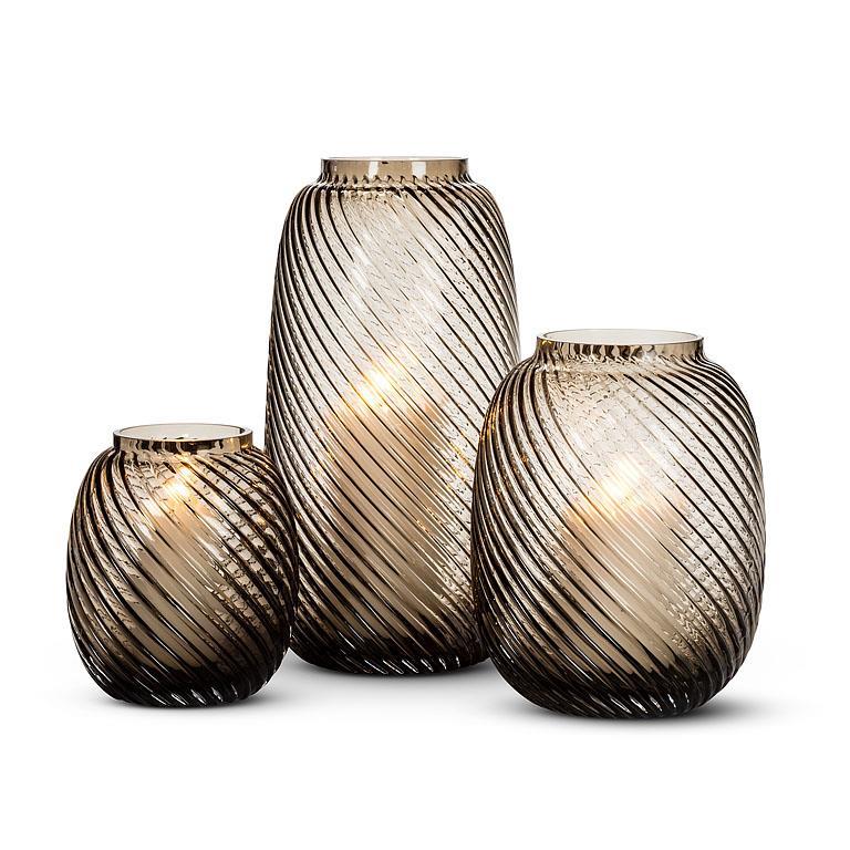 Swirl Barrel Vase - Grey