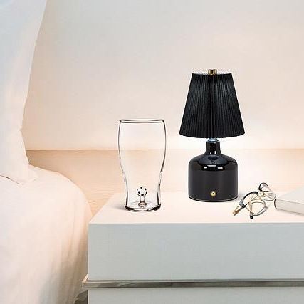 Small Lamp with Pleated Shade | Black