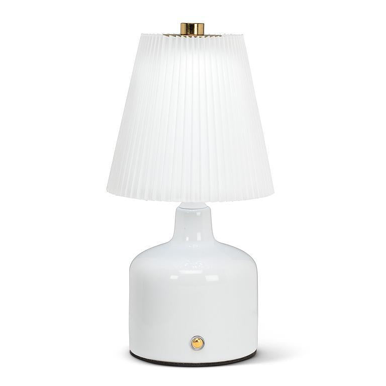 Small Lamp with Pleated Shade | White
