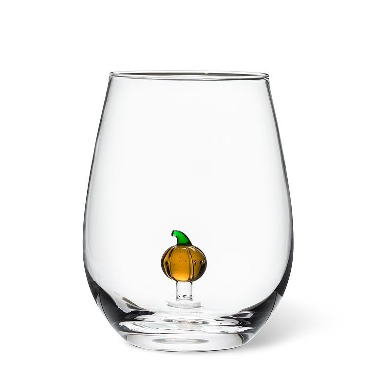 Pumpkin Icon Stemless Wine Glass