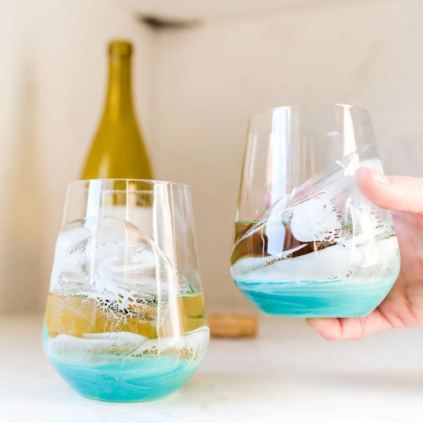 Resin Coated Entertaining Glasses | Caribbean Blue