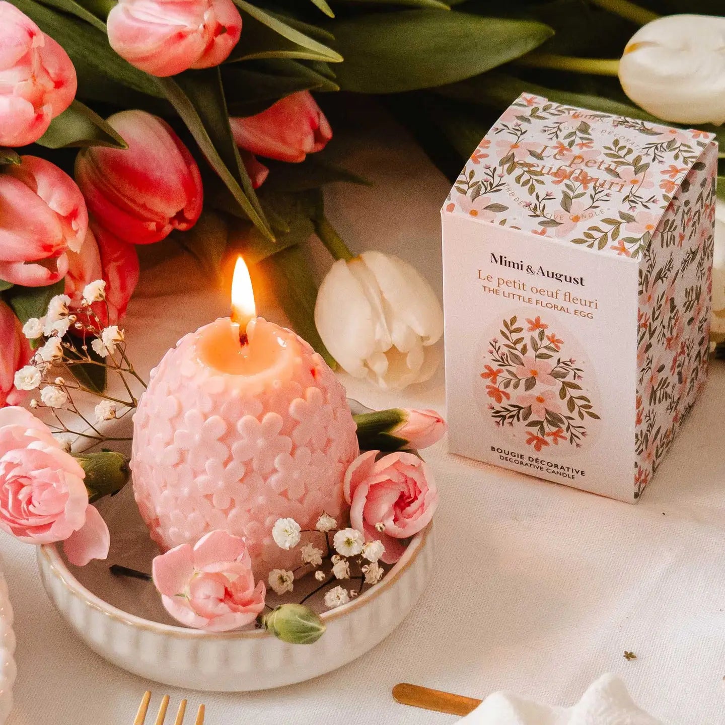 The Little Floral Egg Candle