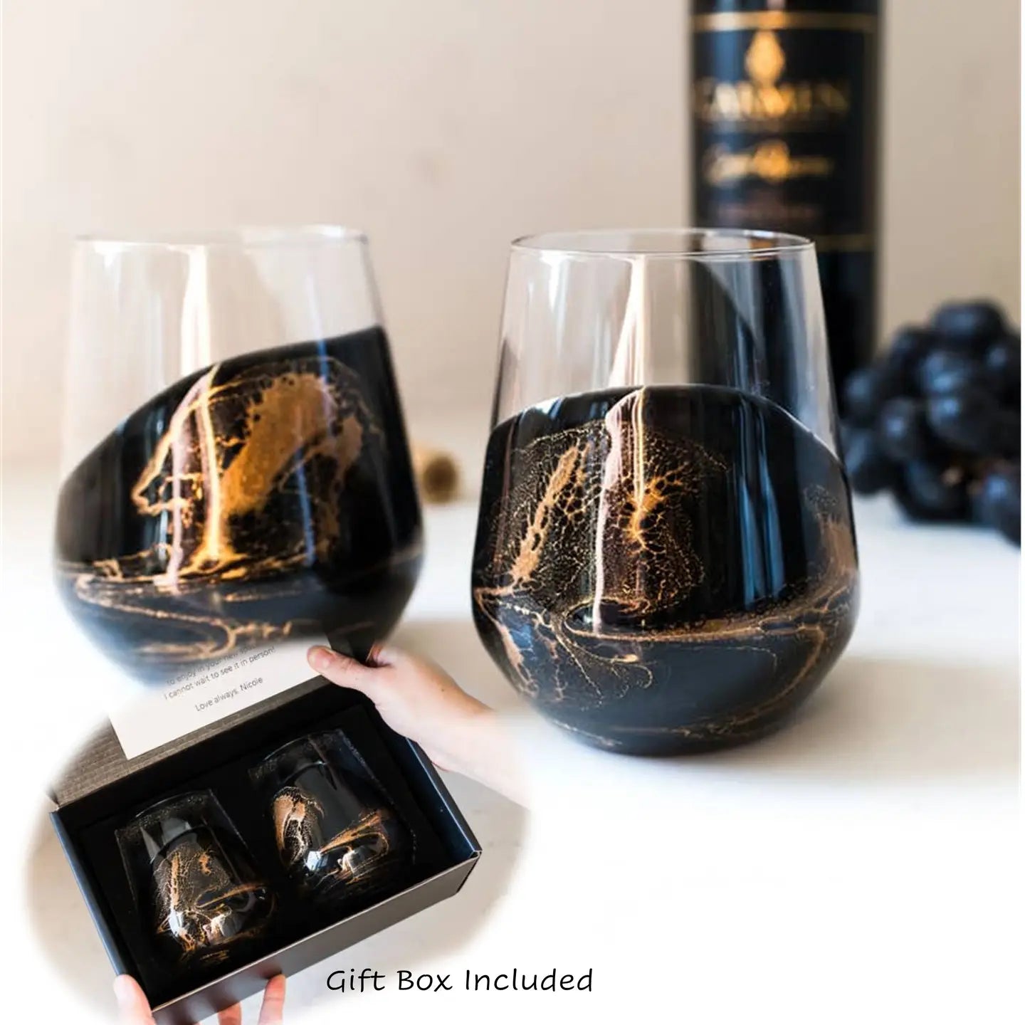 Resin Coated Entertaining Glasses | Black Ember