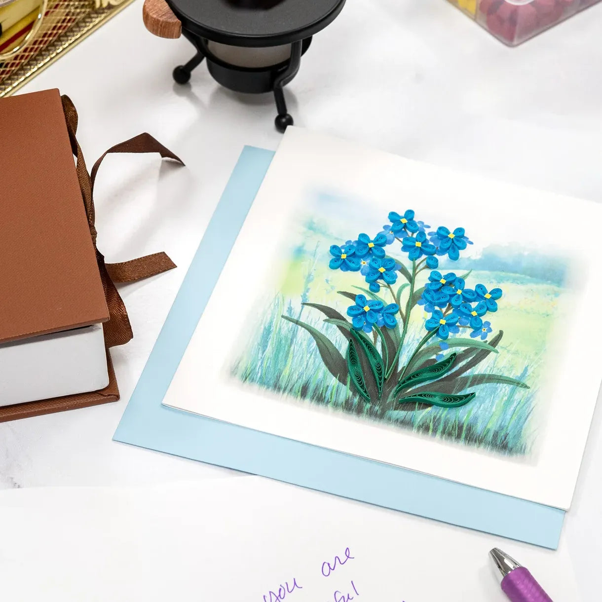 Quilling Card - Forget-me-not