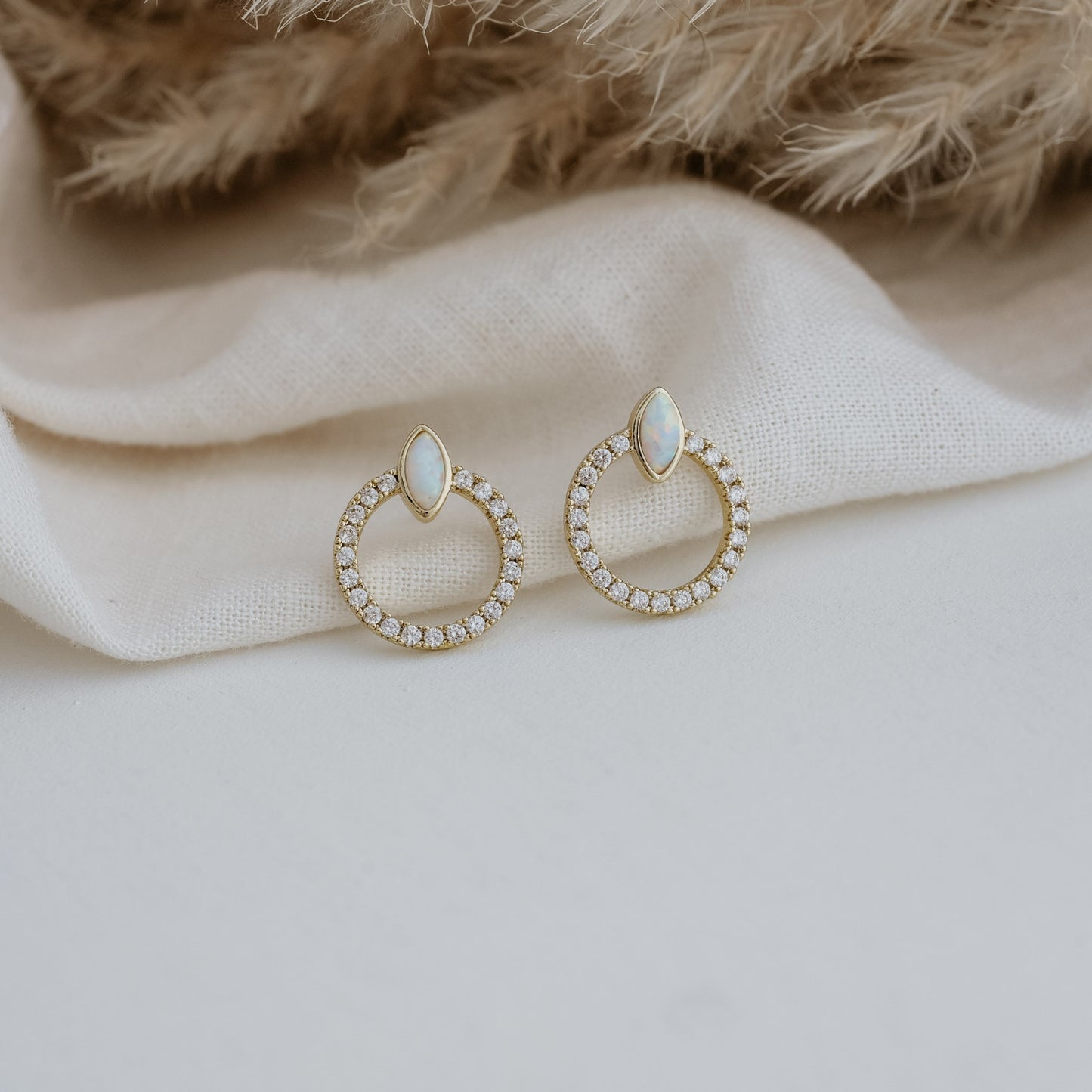 Blanche Studs - Gold/Opalite