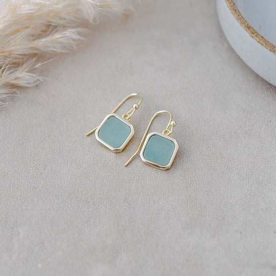 Florence Earrings - Gold (Amazonite)