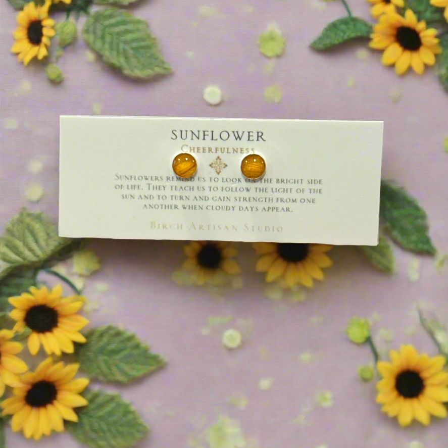 Sunflower Stud Earrings ~ Sterling Silver