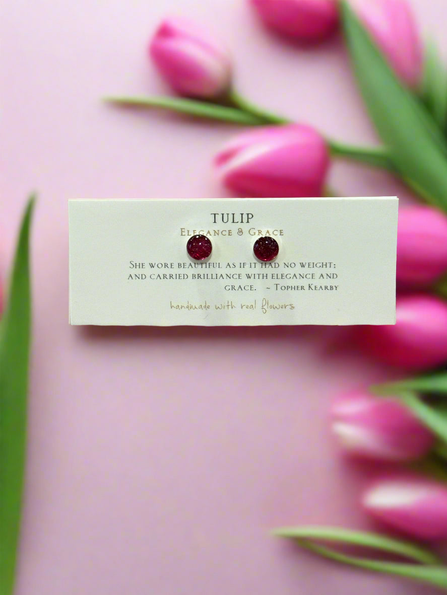 Tulip Stud Earrings ~ Sterling Silver