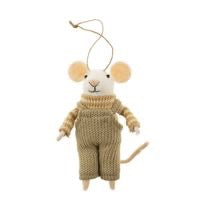 Overalls Olive Mouse Holiday Ornament