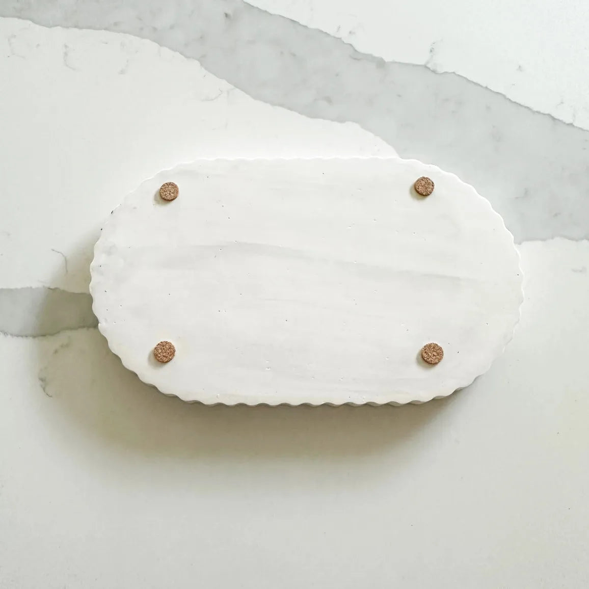 Fluted Oval Tray | Limestone