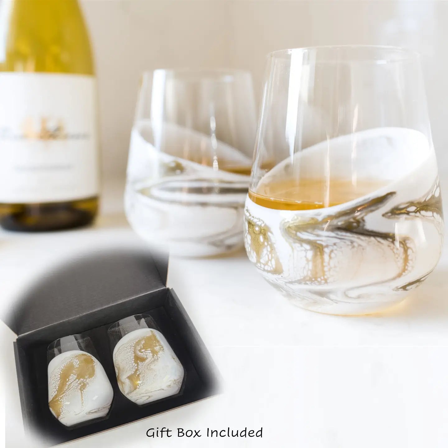 Resin Coated Entertaining Glasses | Gold Quartz