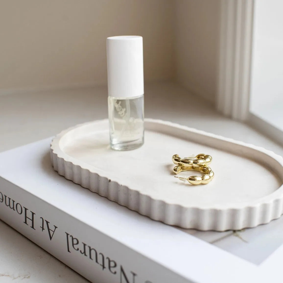 Fluted Oval Tray | Limestone