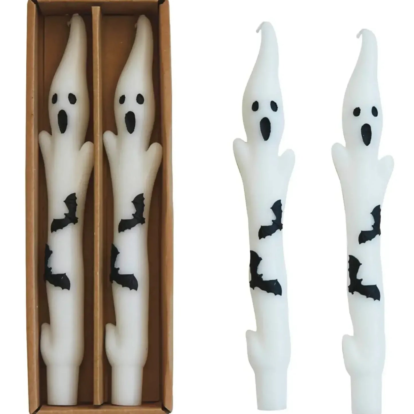 Ghost Shaped Taper Candles w/Bats