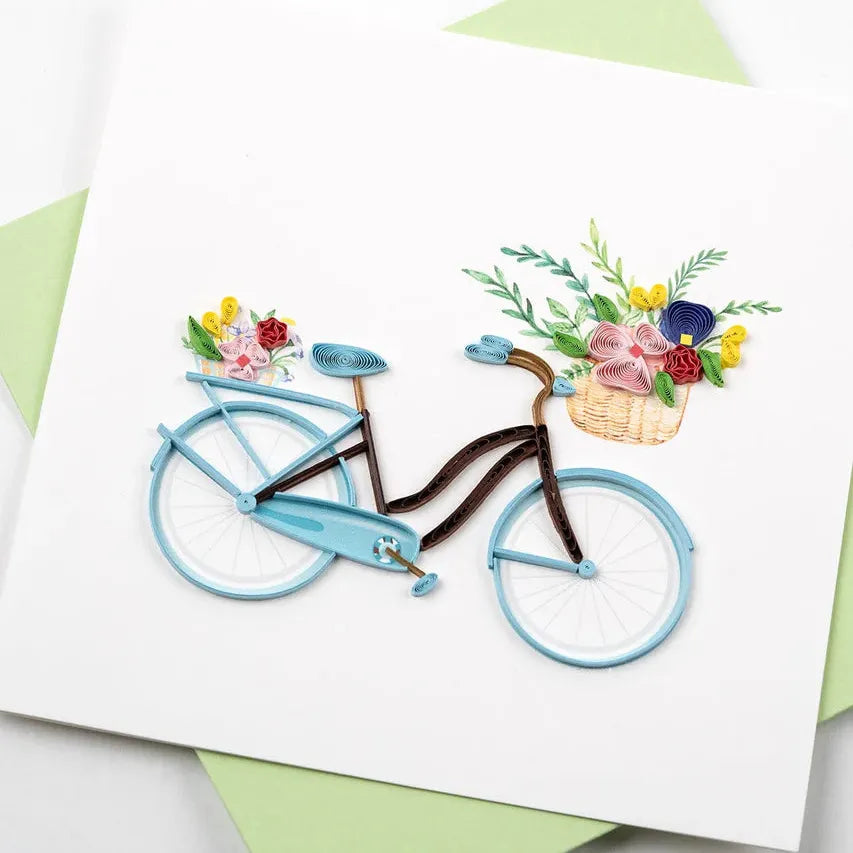 Quilling Card - Bicycle & Flower Basket