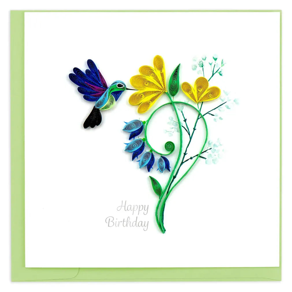Quilling Card - Birthday Hummingbird