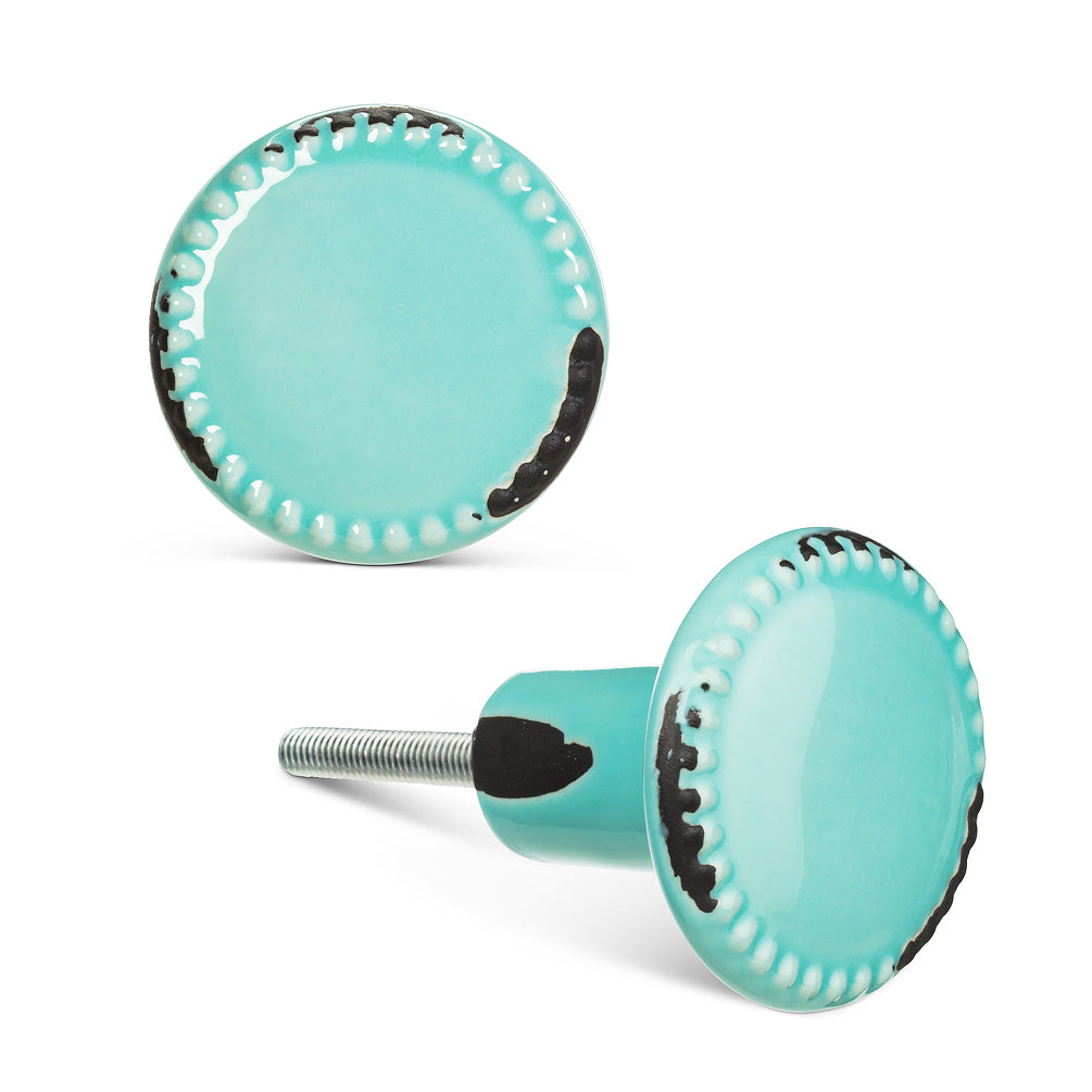 Mint Beaded Edge Drawer Knob