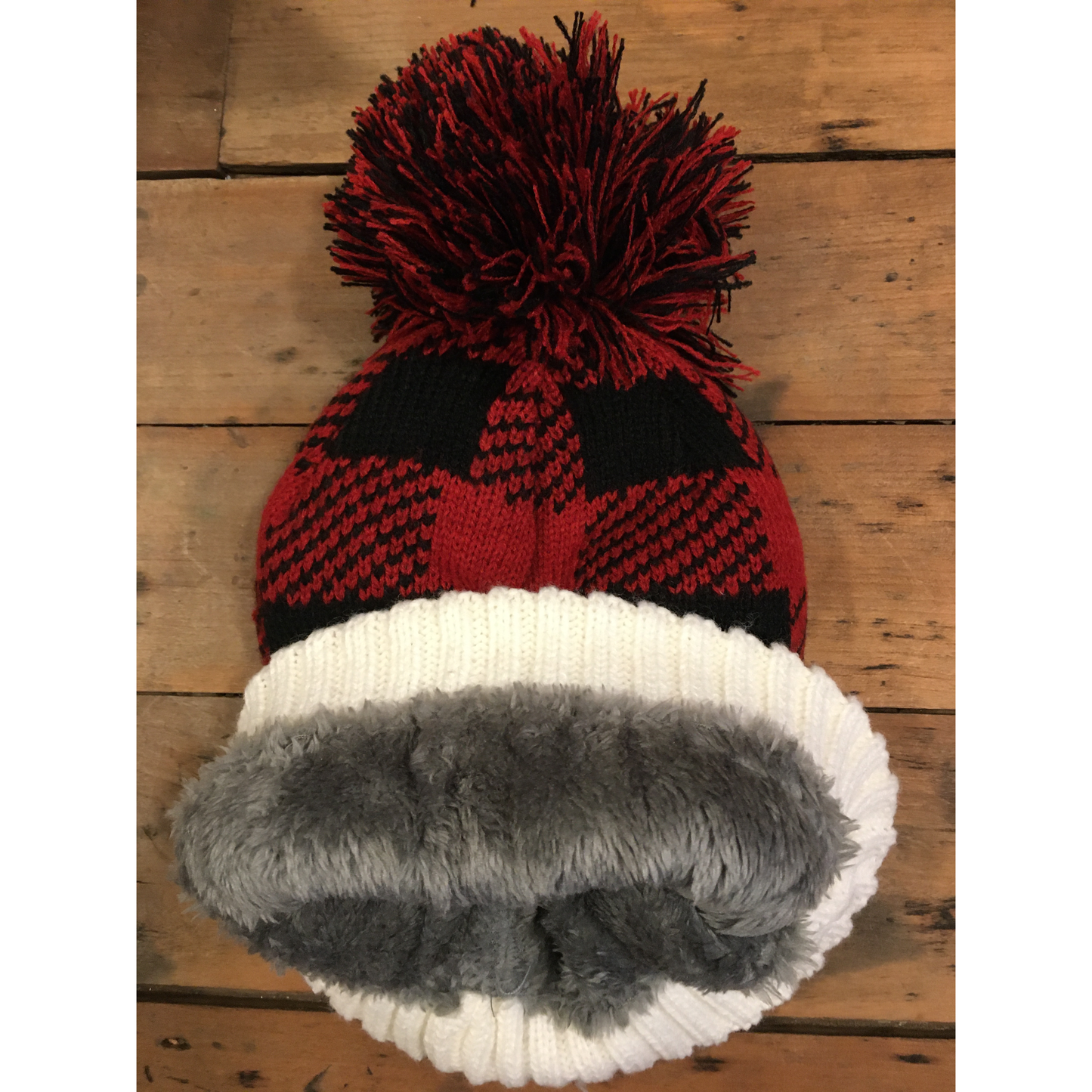 Buffalo Check Toque w/Mixed Pompom