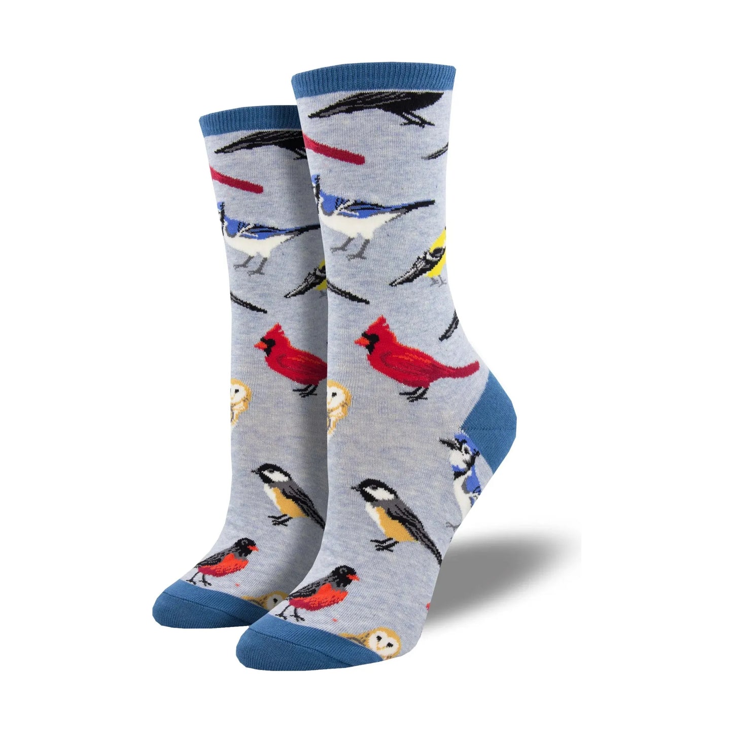 Ladies Bird is The Word Socks - Blue Heather