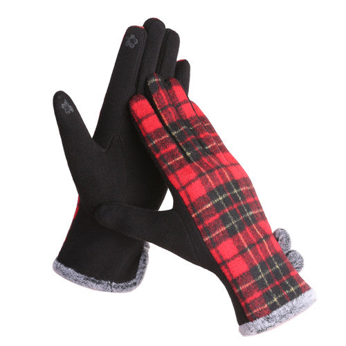 Red Plaid Gloves | GL553