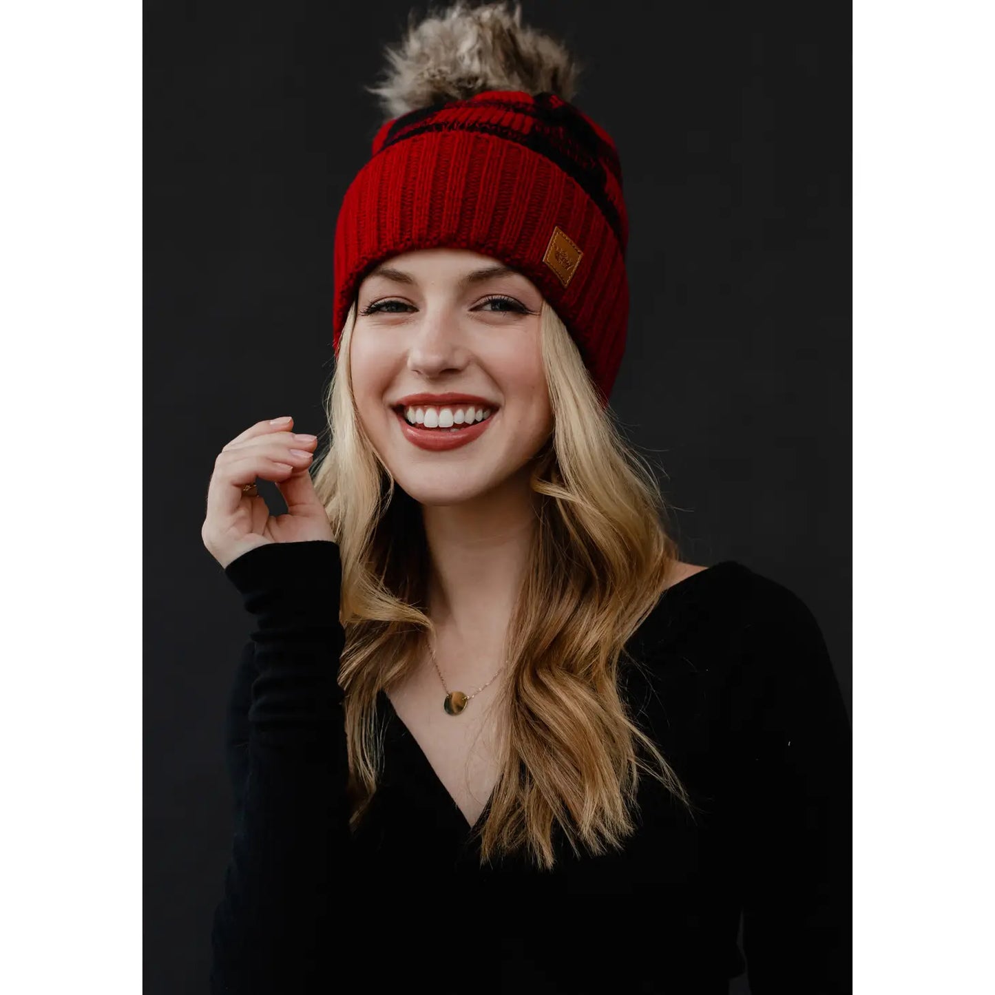 Red Buffalo Plaid Pom Hat