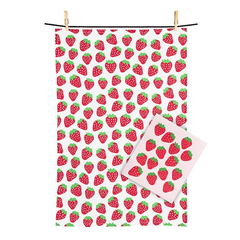 Dishcloth & Towel - Strawberries