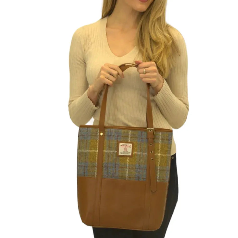 Harris Tweed Large Tote - Light Brown