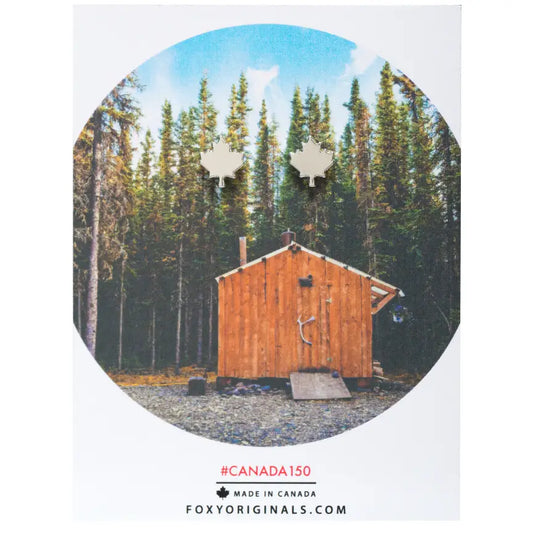 Maple Leaf Stud Earrings | Silver