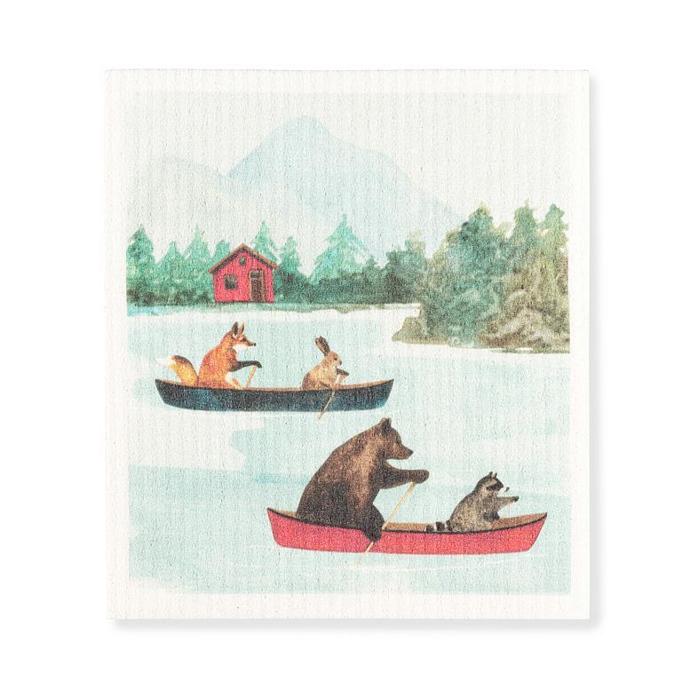 Swedish Dishcloth - Animals in Canoe