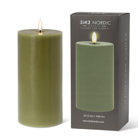 LED Pillar Candle - 4x8" | Green