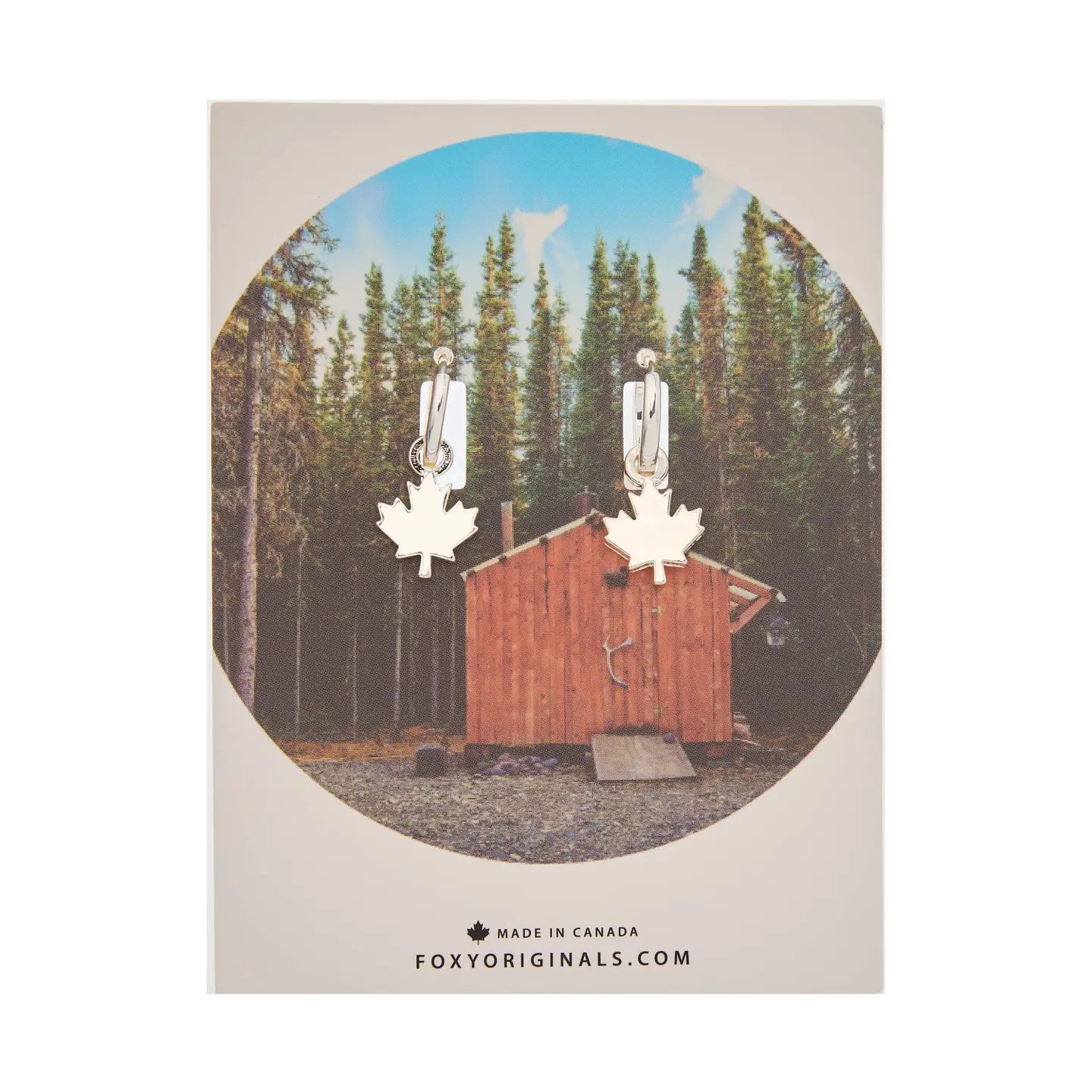 Maple Leaf Hoop Earrings | Silver