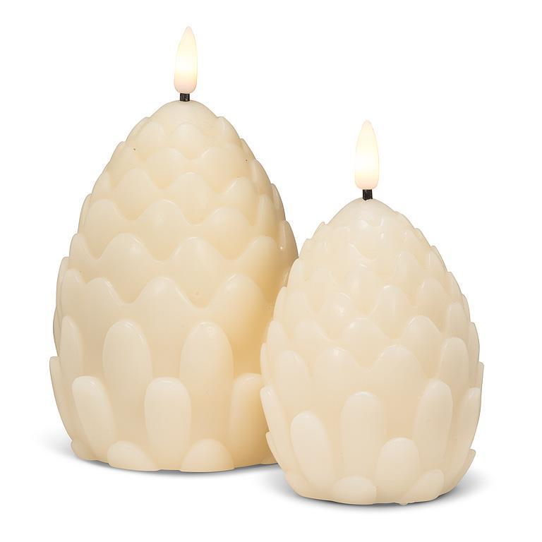Large Pinecone LED Candle | Ivory