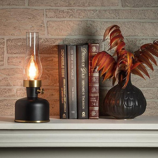 Lantern LED Lamp w/Chimney | Black