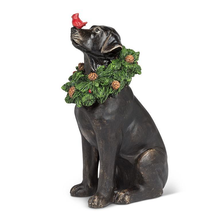 Holiday Labrador w/Wreath & Cardinal