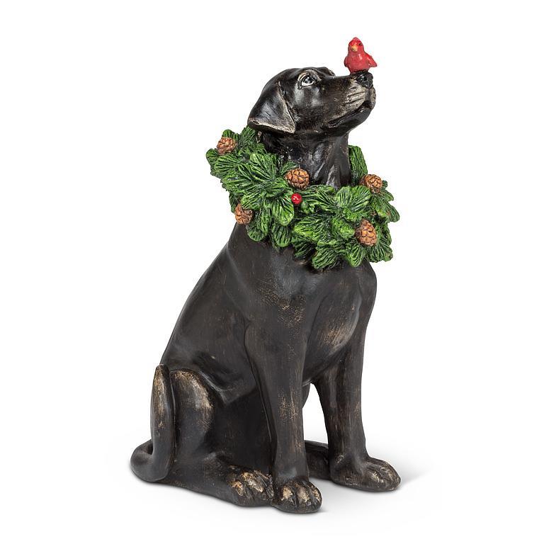 Holiday Labrador w/Wreath & Cardinal