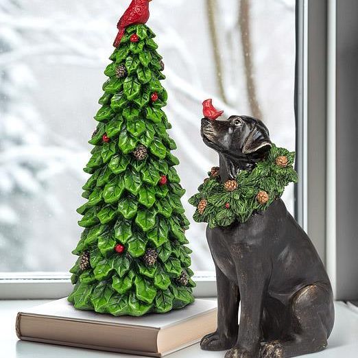 Holiday Labrador w/Wreath & Cardinal