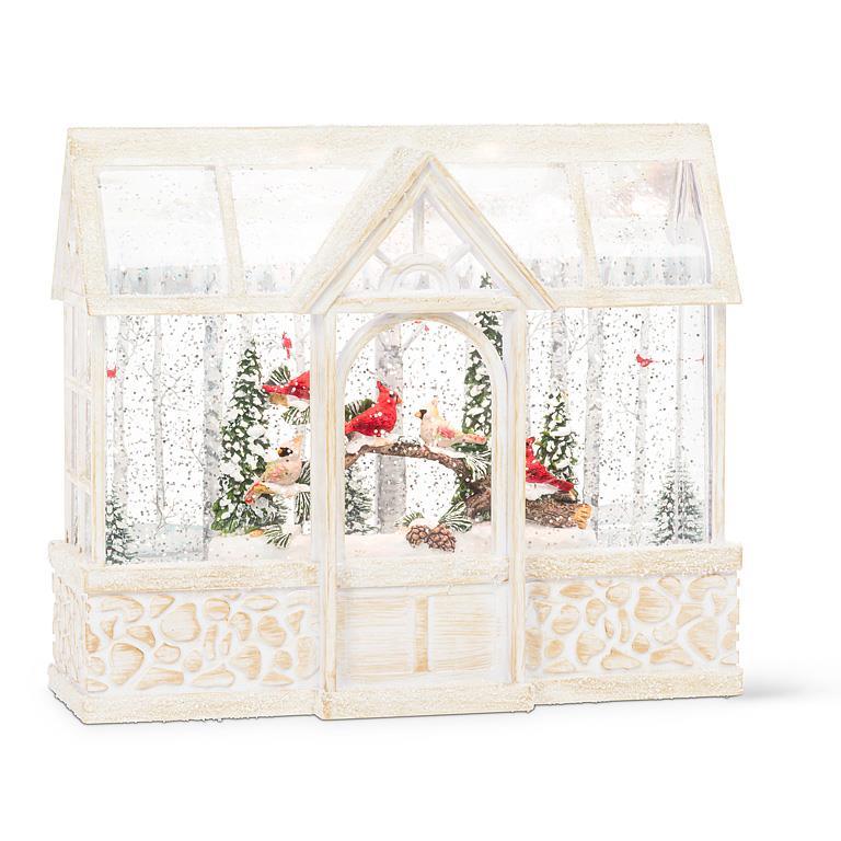 Cardinals in Greenhouse Glitter LED Lantern