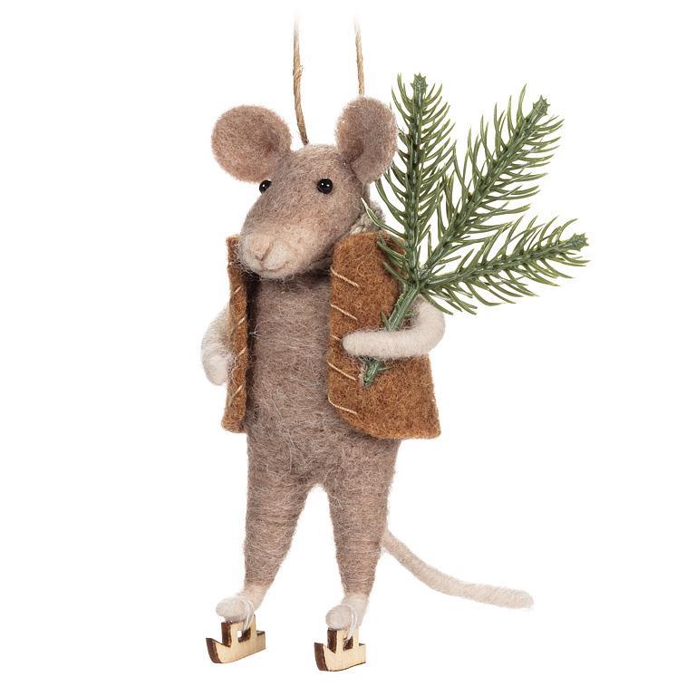 Ornament - Skating Mouse with Tree