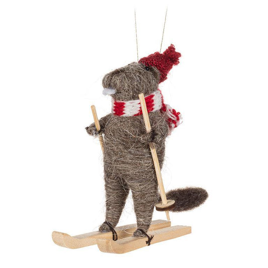 Ornament - Skiing Beaver