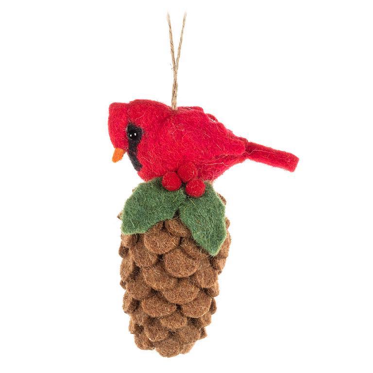 Ornament - Cardinal on Pinecone