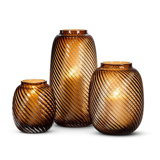 Swirl Barrel Vase - Brown