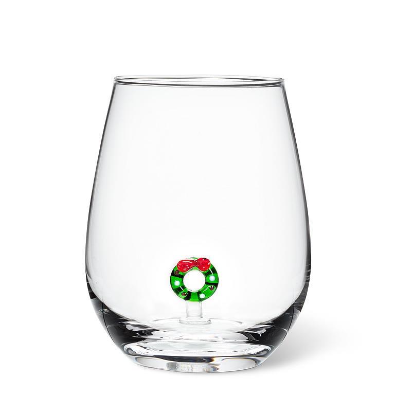 Wreath Icon Stemless Wine Glass