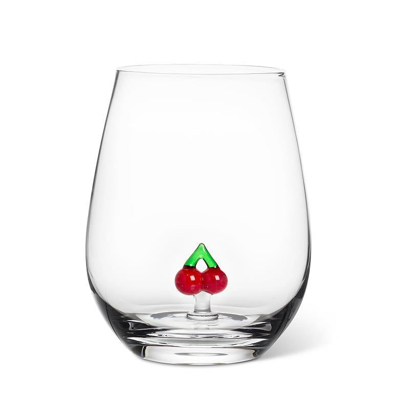 Cherries Icon Stemless Wine Glass