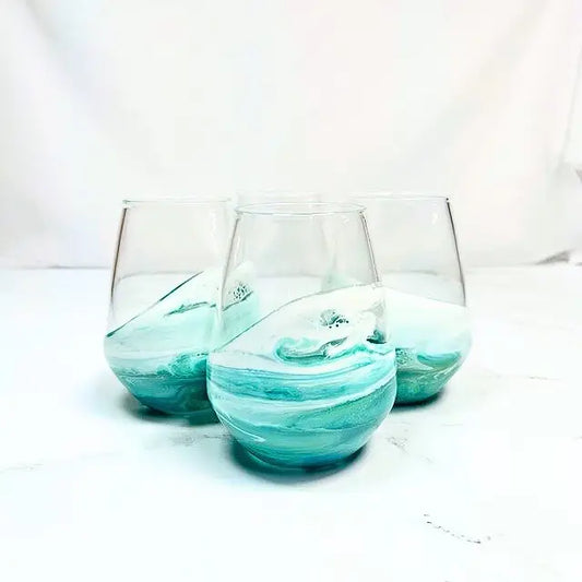 Resin Coated Entertaining Glasses | Caribbean Blue