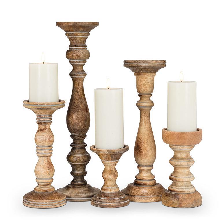 Turned Pillar Holder | Grey Wash