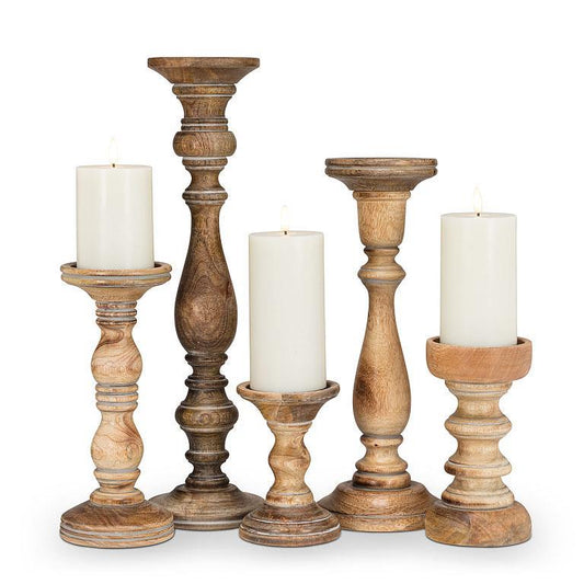 Turned Pillar Holder | Grey Wash